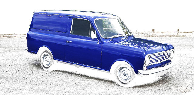 photo of blue Bedford HA van